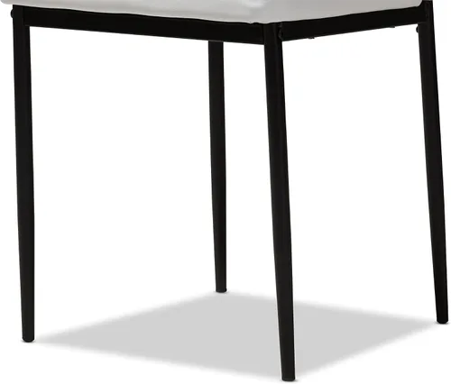 Vista 4 de Baxton Studio Armand - Silla de comedor tapizada de piel sintética blanca moderna y contemporánea