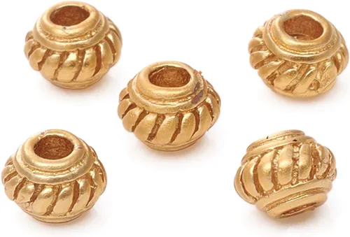 Vista 13 de Craftdady 100 cuentas redondas de latón macizo rellenas de oro de 14 quilates, cuentas pequeñas espaciadoras para pulseras, collares, suministros