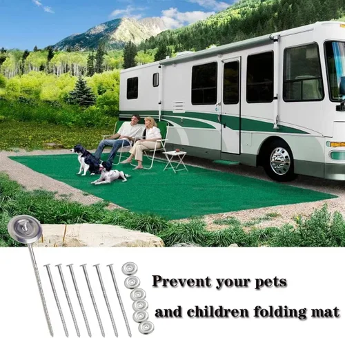 Vista 7 de 10 estacas para alfombras de caravana al aire libre, estacas de acero inoxidable en espiral para patio, utilizadas para fijar alfombras, tiendas