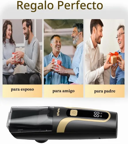 Vista 7 de Recortadora de barba al vacío para hombres USB-C recargable, recortadora de Negro