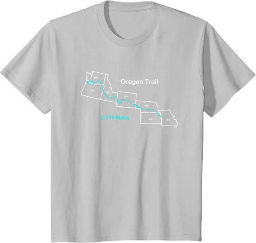Vista 15 de Route Map of The Oregon National Historic Trail T-Shirt Asphalt Grey