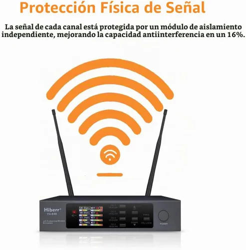 Vista 3 de Sistema de micrófono inalámbrico Hiberr UHF con 2 portátiles y 2 paquetes de cuerpo