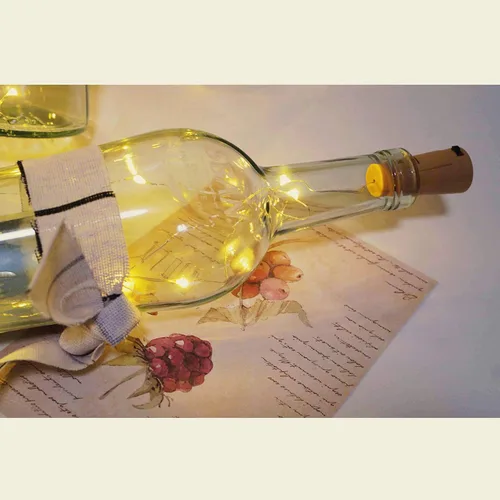 Vista 6 de Paquete de 12 luces LED de corcho para botella de vino, 20 luces LED de corcho, cable de cobre, luces estrelladas a pilas para bricolaje, Navidad