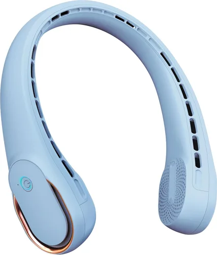 Vista 8 de FrSara Ventilador de cuello portátil sin aspas, 5200 mAh, 3 velocidades, viento envolvente de 360°, ultra silencioso, recargable por USB, ventilador