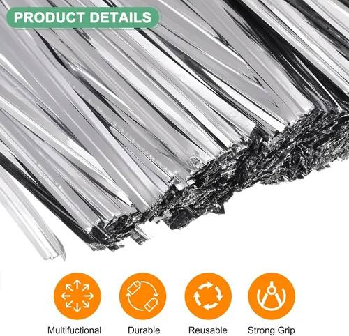 Vista 2 de M METERXITY Paquete de 750 corbatas de metal de 12 pulgadas para Navidad, decoración de fiestas, plantas de jardín, envoltura de regalos, pan