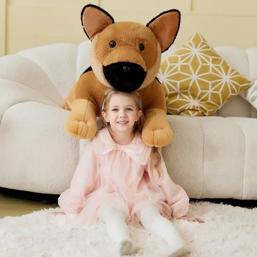 Vista 3 de IKASA Juguete de peluche de perro pastor alemán gigante, juguetes suaves grandes y grandes, 30 pulgadas, lindo peluche mullido de gran