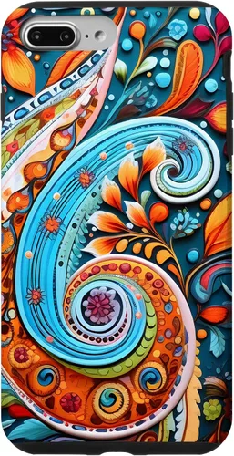 Vista 12 de Vivid Blue and Orange Paisley Floral Art Case for iPhone 17