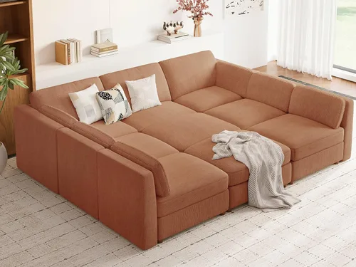 Vista 28 de CUGOAO Sofá biplaza extragrande de 83.5 pulgadas, sofás para sala de estar, sofá nube de felpilla de asiento profundo, sofá modular seccional, funda