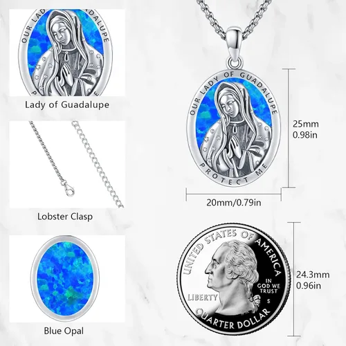 Vista 5 de Collar unisex con colgante de San MiguelSan CristóbalSan SebastiánÁngel GuradianoNuestra Señora de Guadalupe para hombres y mujeres, collar