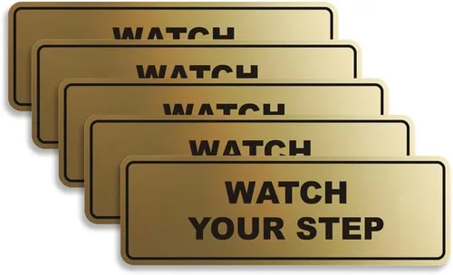 Vista 19 de Signs ByLITA Letrero estándar para pared o puerta con texto en inglés «Watch Your Step», señalización de salud y seguridad (negro), mediano