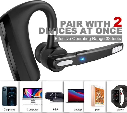 Vista 5 de Auriculares Bluetooth V5.0, auricular Bluetooth inalámbrico 24 horas de llamadas HD, CVC8.0 con cancelación de ruido de doble micrófono, manos