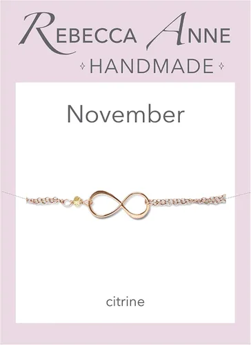Vista 9 de Pulsera con dije de infinito con piedra natal, joyería hecha a mano, regalo para ella