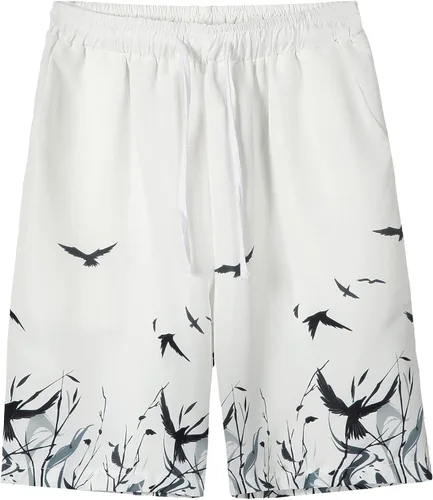 Vista 5 de PRIJOUHE Kimono japonés para hombre, holgado, frente abierto, manga siete kimono, chaqueta con pantalones cortos