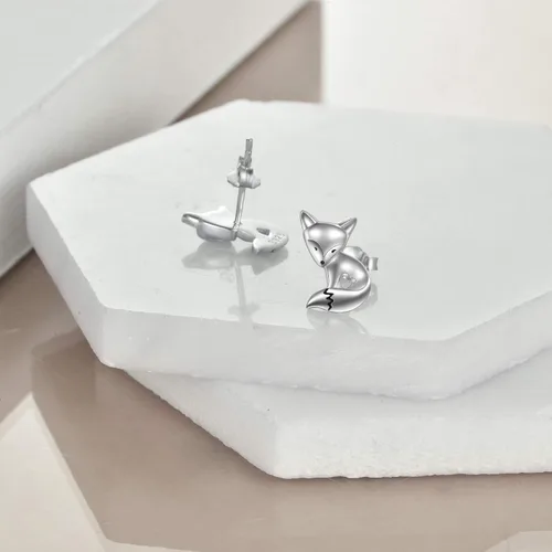 Vista 5 de Aretes de plata de ley, diseño de perezoso, dinosaurio, rana, zorro, vaca, cerdo, elefante, panda, lindos animales, regalos para mujeres y niñas