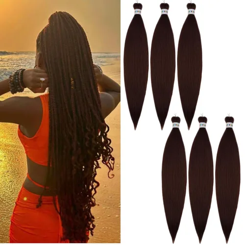 Vista 132 de Cabello trenzado para niños preestirado de 16 pulgadas, color negro para niños, trenzas sin nudos