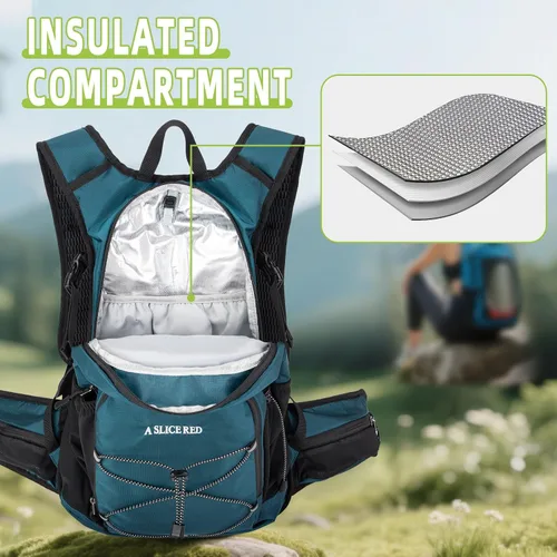 Vista 3 de Mochila de hidratación, mochila de agua ligera para senderismo con vejiga de agua a prueba de fugas de 3 L, paquete de hidratación aislada ideal