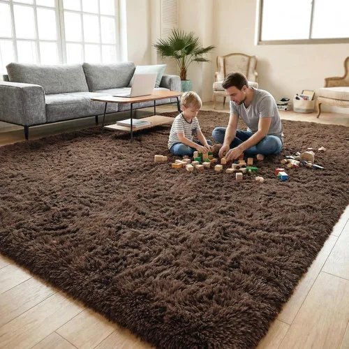 Vista 31 de DweIke Alfombras de pasillo beige esponjosas para dormitorio, 2 x 6 pies, alfombra larga de felpa suave para niñas y niños, antideslizante y lavable