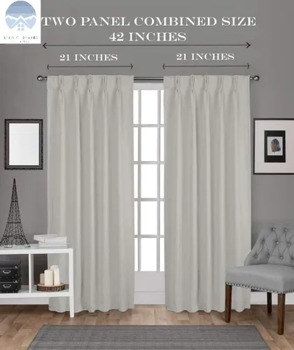 Vista 3 de Paneles de cortinas opacas de sarga plisadas de doble pellizco para pasillo, comedor, dormitorio