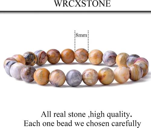 Vista 2 de WRCXSTONE - Pulsera elástica de cuentas de cristal curativo de 8mm.