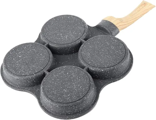 Vista 2 de Yitengteng Sartén profesional de 4 agujeros para el desayuno con 4 orificios, sartén antiadherente para panqueques, sartén para panqueques de 4