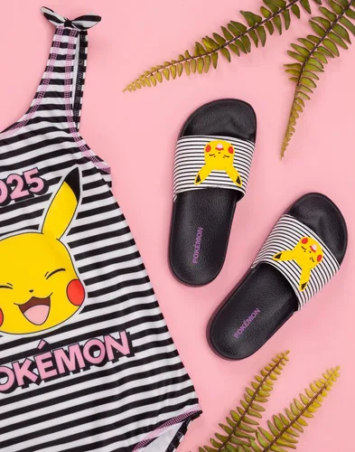 Vista 2 de Pokemon Sliders Pikachu Sandalias de playa para niñas y niños