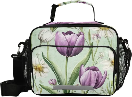 Vista 22 de Vangogh - Lonchera para niños con diseño de noche estrellada, organizador de doble aislamiento, impermeable y reutilizable, bolsa de comida