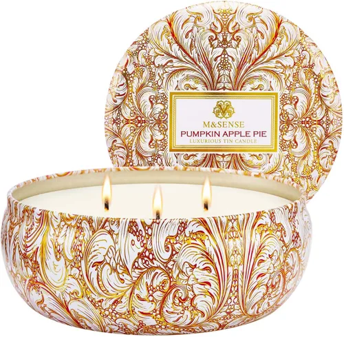 Vista 69 de M&SENSE Velas aromáticas de bayas cítricas, vela grande de lata de soja de 3 mechas, más de 40 horas de tiempo de combustión, cera vegana 100%