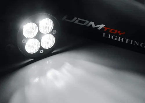 Vista 2 de iJDMTOY Lente transparente de 24 W de alta potencia LED gran angular SAE Flood Beam Kit de luz antiniebla con biseles de lámpara de niebla, arnés