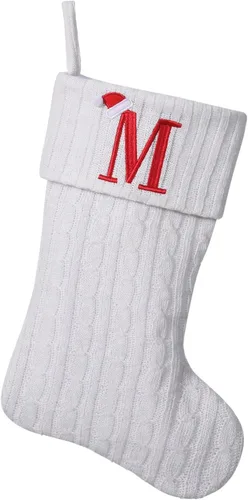 Vista 72 de Medias de Navidad personalizadas de 19 pulgadas con iniciales bordadas, medias de Navidad de punto negro para decoraciones de vacaciones familiares
