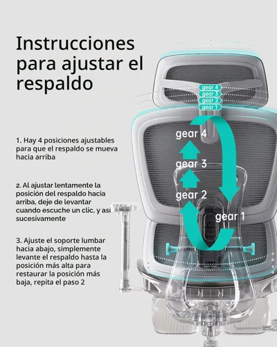 Vista 3 de Hbada Silla de oficina ergonómica con reposabrazos ajustables 3D, soporte lumbar ajustable, respaldo alto para silla de computadora, silla