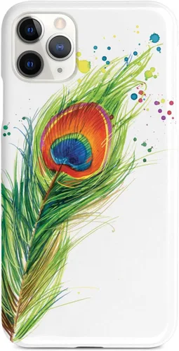 Vista 8 de Inspired Cases - Compatible con iPhone Xs Max - Funda protectora con textura 3D para Apple iPhone Xs Max - Plumas de pavo real acuarela