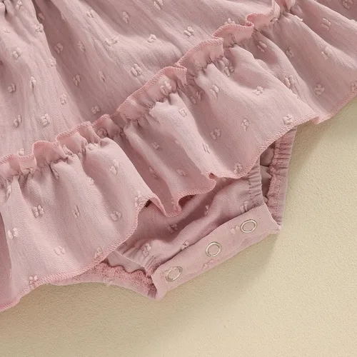 Vista 13 de Mameluco de verano para niña, sin mangas, vintage, con burbujas, vestido de mameluco lindo y diadema