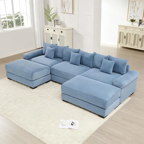 Vista 17 de ODUSE-DAILY Sofá modular de gran tamaño de 117.3 pulgadas, sofás modulares grandes de pana para sala de estar, sofás de 3 plazas, moderno juego