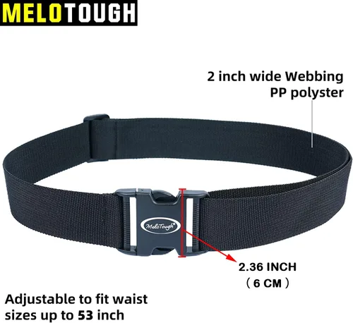 Vista 2 de MELOTOUGH Cinturón de red con hebilla para herramientas, cinturón de 2 pulgadas de ancho, estilo simple negro para carpinteros y contratistas