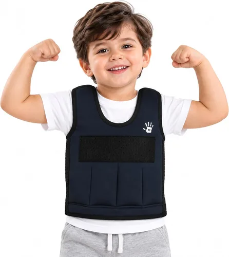 Vista 9 de Chaleco con peso para niños - Chaleco de compresión ajustable con seis pesas extraíbles incluidas - Diseño ajustado y transpirable Extra Large
