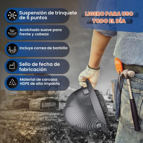 Vista 3 de Casco de seguridad con diseño de fibra de carbono y ala completa Pyramex, ajustable, tienda Acerpal