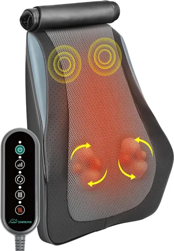 Vista 12 de Snailax Masajeador de espalda con calor, almohada de masaje de cuello Negro 128