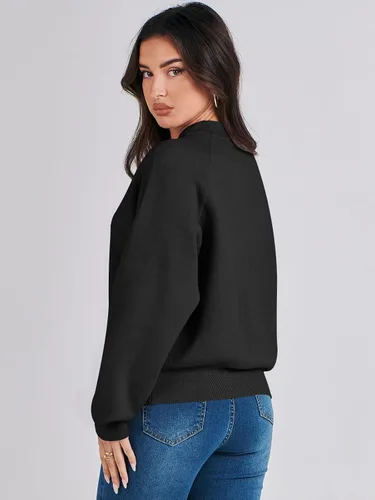 Vista 5 de ANRABESS Suéter de manga larga Dolman de gran tamaño para mujer, cuello redondo, hombros caídos, ajuste holgado, ropa de otoño 2023