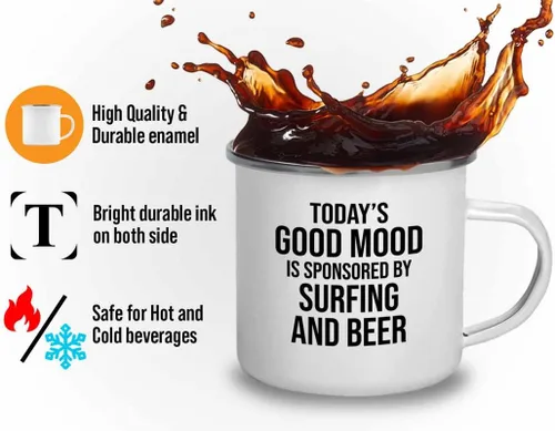 Vista 3 de Hobby Camper Taza de 12 onzas, surf y cerveza, Windsurf Beach Wave Summer Scuba Dive Boating Sea Lover Remar