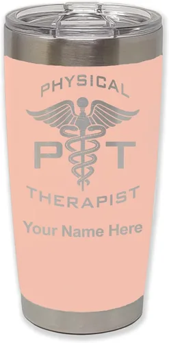 Vista 30 de LaserGram PT Physical Therapeut, vaso aislado al vacío de 20 onzas, grabado personalizado incluido (negro)