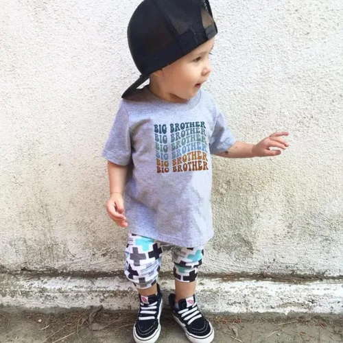 Vista 3 de Camiseta de algodón con estampado de letras divertidas para bebés y niños pequeños