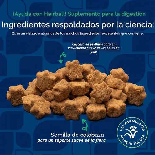 Vista 5 de NaturVet Suplemento de ayuda para bolas de pelo para gatos - Plus Pumpkin - Ayuda a eliminar y prevenir bolas de pelo - 60 masticables suaves