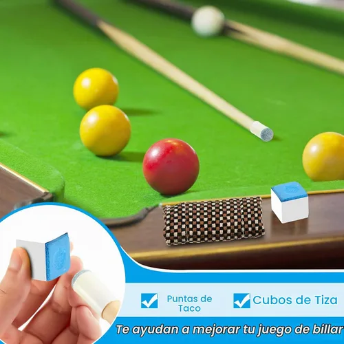 Vista 6 de Juego de 5 cepillos para mesa de billar, herramientas de limpieza, juego de cepillos para mesa de billar con 8 cubos de tiza para taco de billar, 8
