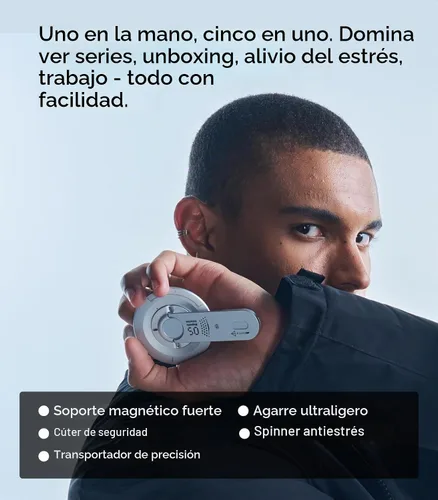 Vista 5 de Aulumu A17+ G05 AIR Ultimate Bundle, compatible con iPhone 17 Pro Max, incluye soporte para teléfono (A17) gris semitransparente + (G05 AIR) negro