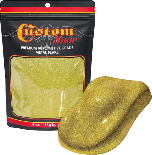 Vista 58 de Custom Shop - Purpurina metálica para pintura automotriz, oro brillante, 4 oz, micro escamas de metal de 0.004" para pintura de automóviles, aditivo