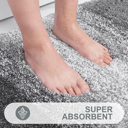 Vista 6 de OLANLY Alfombra de baño y inodoro ombré en forma de U, tamaño 47 x 24 pulgadas y alfombras de inodoro de 24 x 20 pulgadas, color gris, paquete de 2