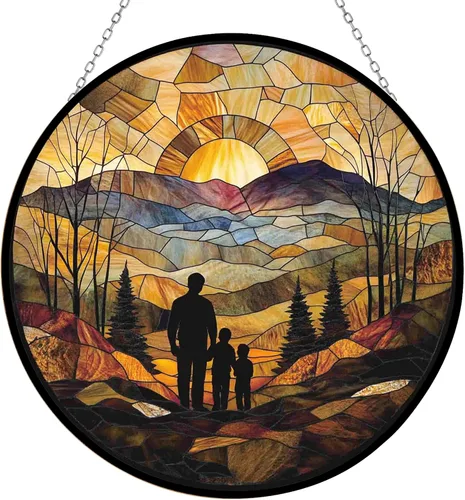 Vista 24 de Guante de béisbol bohemio para el día del padre, picnic, vitral, atrapasoles para colgar en la ventana, adornos de Navidad góticos de dragón