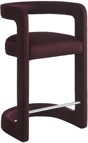 Vista 13 de Modway Winslow Performance - Taburete de terciopelo con reposapiés de acero inoxidable en alabastro
