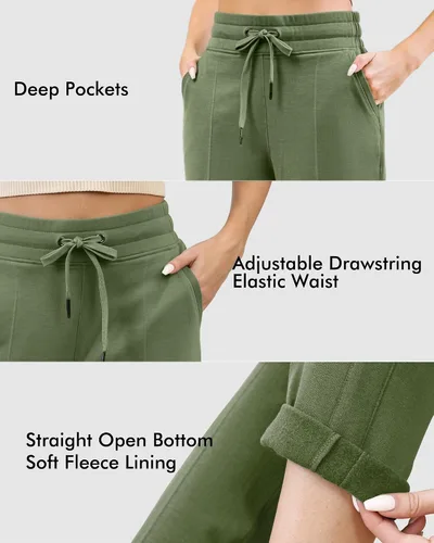 Vista 5 de lemonsky Pantalones deportivos de pierna recta con cordón para mujer, pantalones deportivos casuales con bolsillos, pantalones de entrenamiento