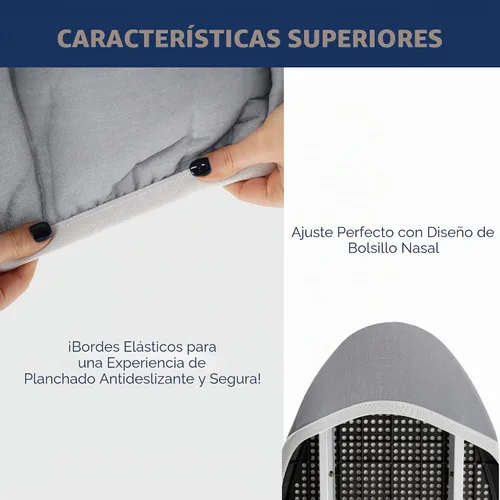 Vista 3 de Funda y almohadilla para tabla de planchar extra gruesa de alta resistencia acolchada de 4 capas, cubierta para tabla de planchar con revestimiento